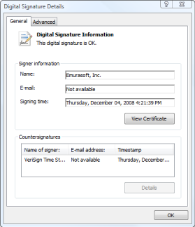 Digital Signature Details